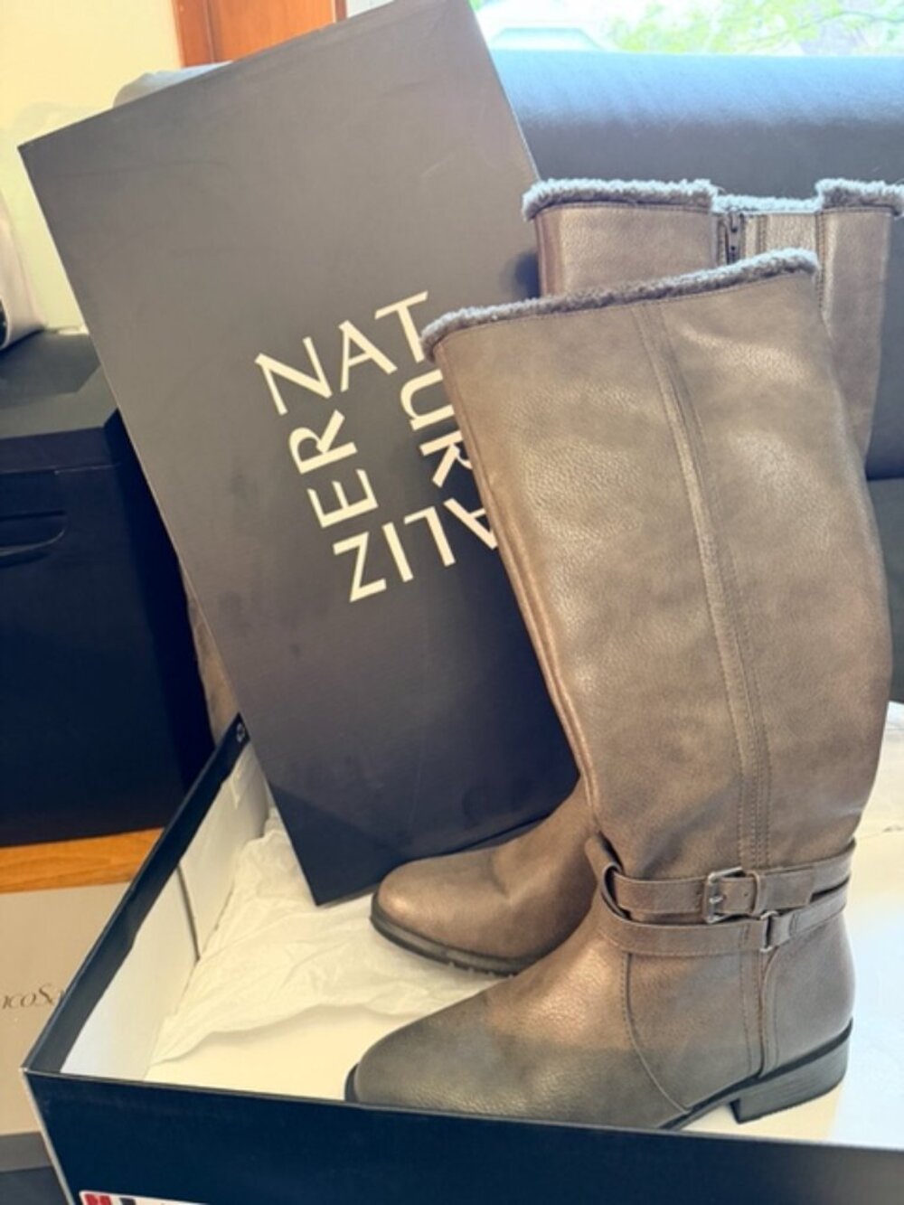 Naturalizer Tall Winter Boots Grey Size 9M Wide Calf